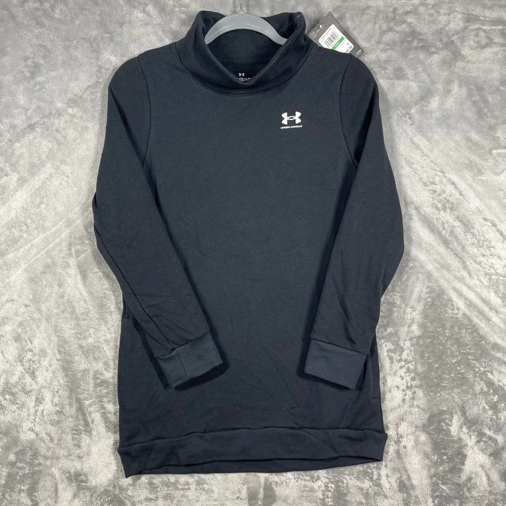 Under Armour Girls Rival Fleece Funnel Neck Tunic‎ Top Black YLG J-G NEW